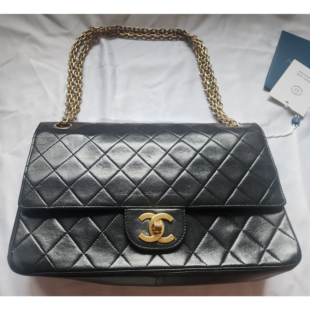 Authentic Vintage Chanel Classic Double Flap Blac… - image 1